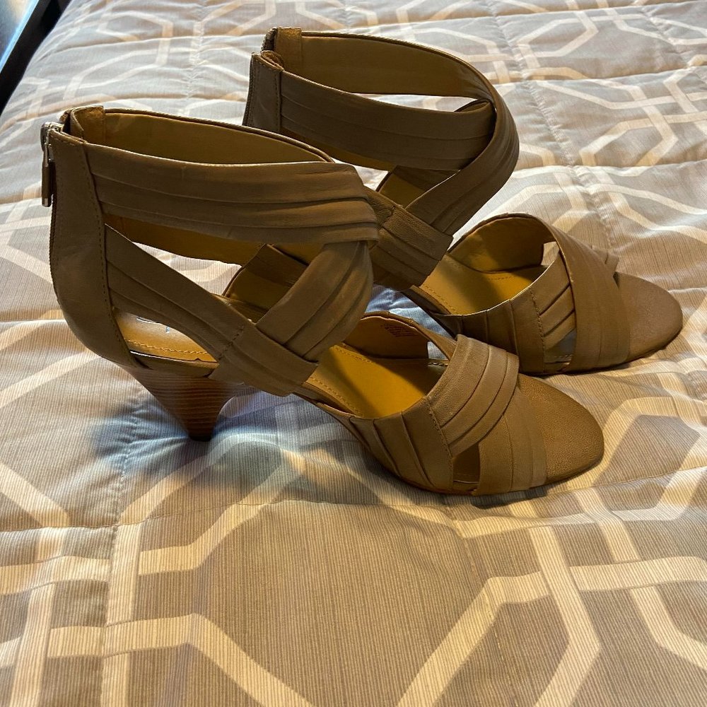 Bruce Makowsky, Leather Sandal, Taupe, Size 10